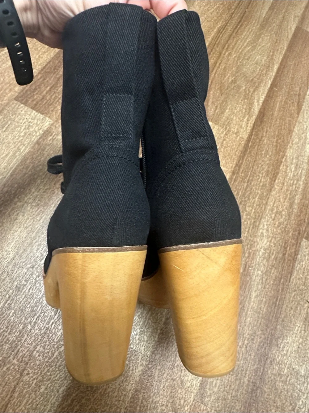 Charlotte Stone Echo Black Platform Clog Wood Boots Booties sz 9
